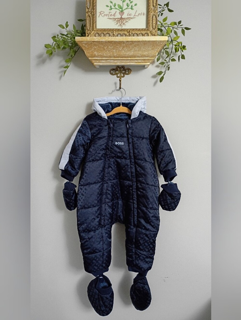 Boss Dark Blue Quilted Snowsuit